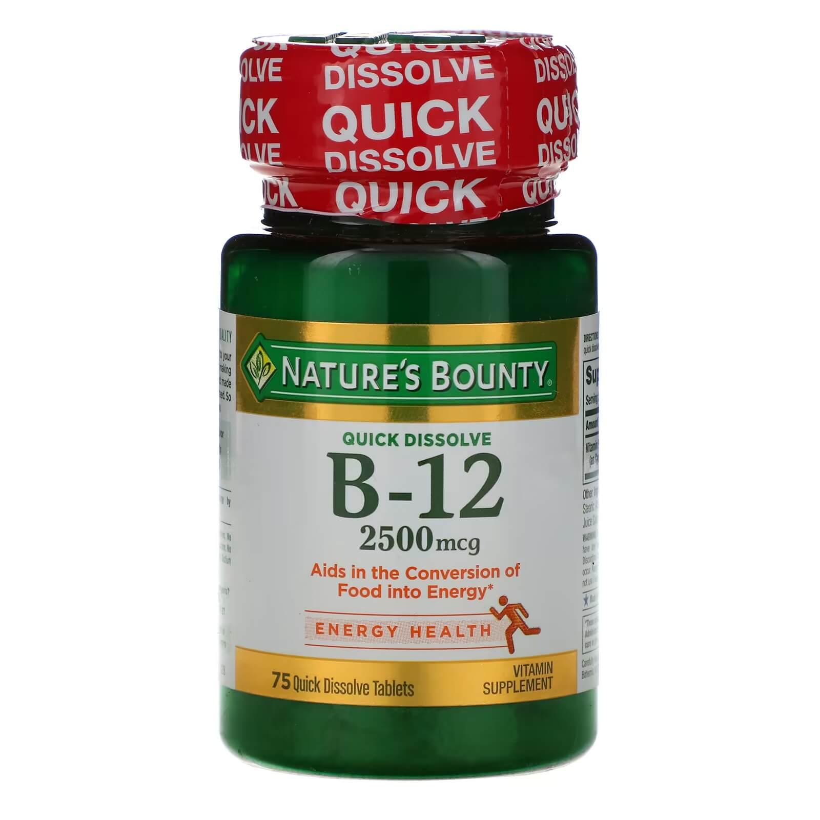 Витамин B12 2500 мкг Nature's Bounty, 75 таблеток витамин b12 2500 мкг nature s bounty 75 таблеток