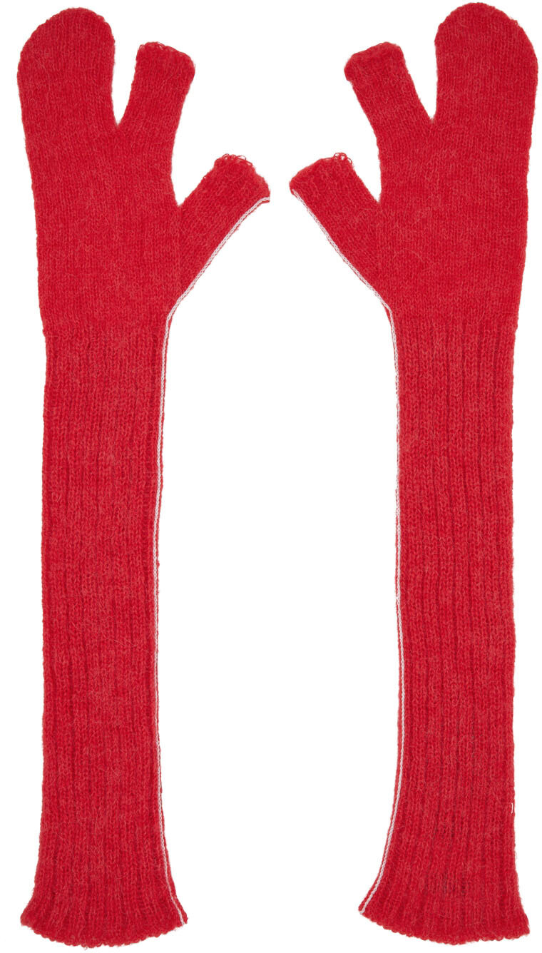 

Розовые перчатки из шерсти альпаки MM6 Maison Margiela