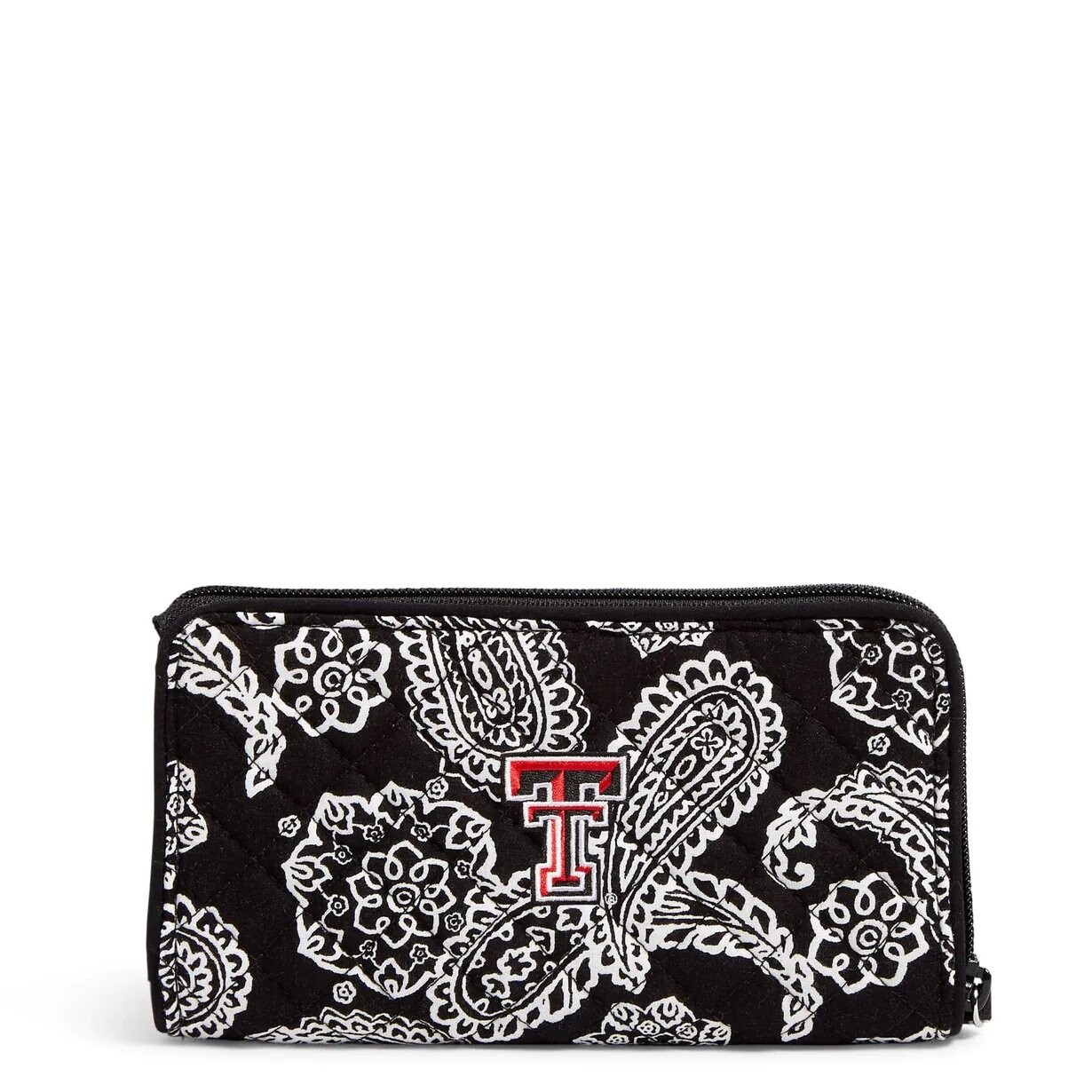 

Кошелек Vera Bradley Cotton Collegiate Front Zip With Rfid Protection, черный/красный