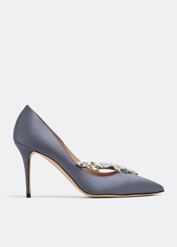

Атласные туфли MANOLO BLAHNIK Nadira satin pumps, серый