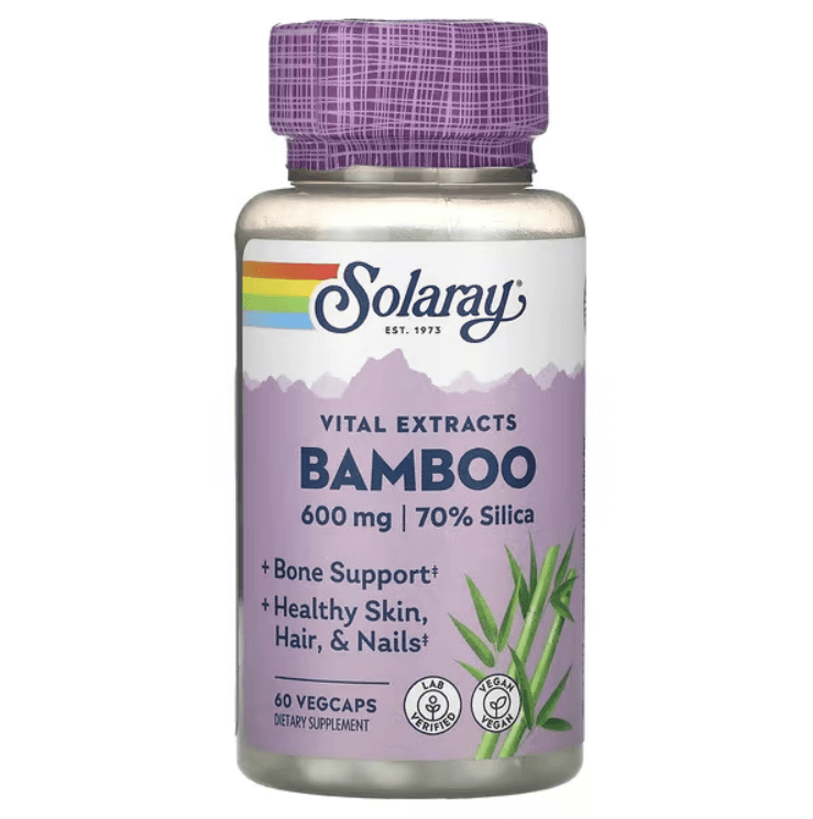 Бамбук Bamboo Vital Extract, 600 мг, 60 растительных капсул, Solaray артишок solaray 600 мг 60 растительных капсул