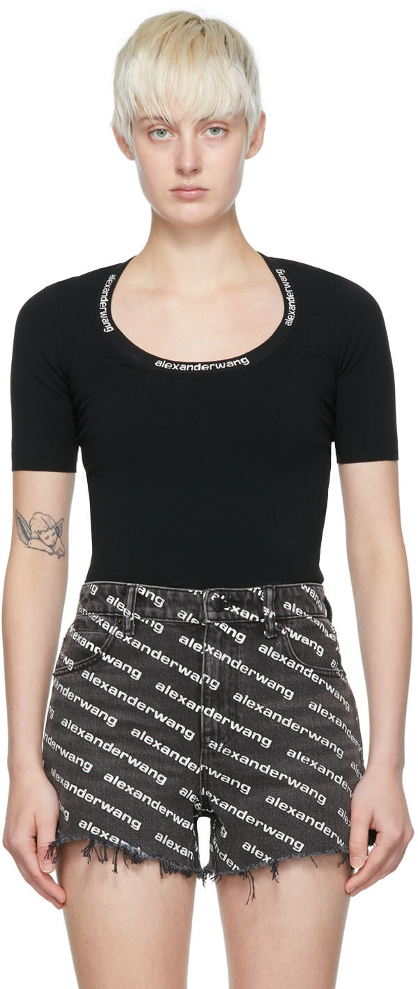 

Черная футболка из вискозы alexanderwang.t, Черный