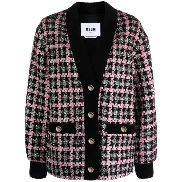 

Куртка single-breasted tweed powder pink jacket Msgm, черный