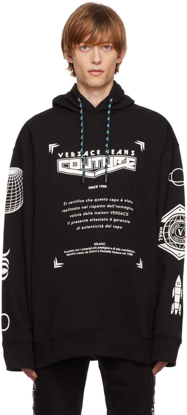 

Черный худи с принтом Versace Jeans Couture