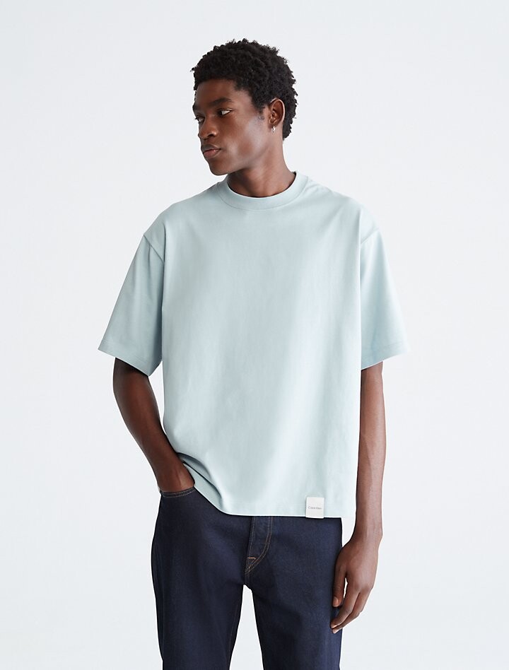 

Компактная хлопковая футболка с круглым вырезом Standards Calvin Klein, синий