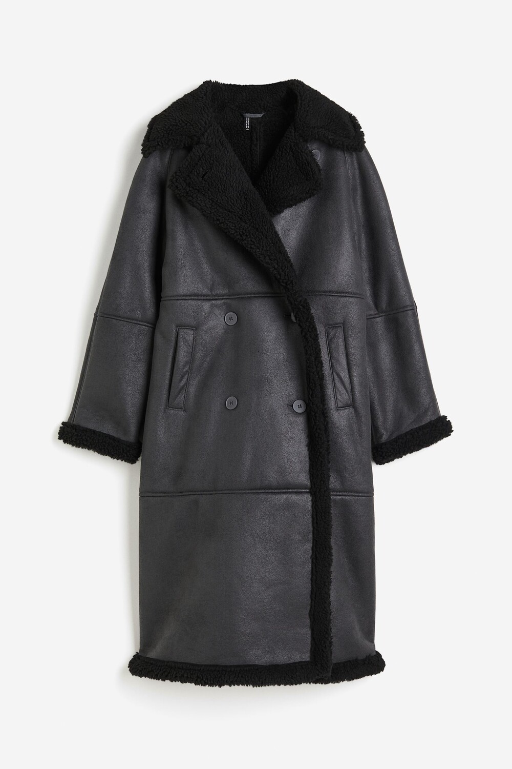 

Пальто H&M Teddy-lined Double-breasted, черный