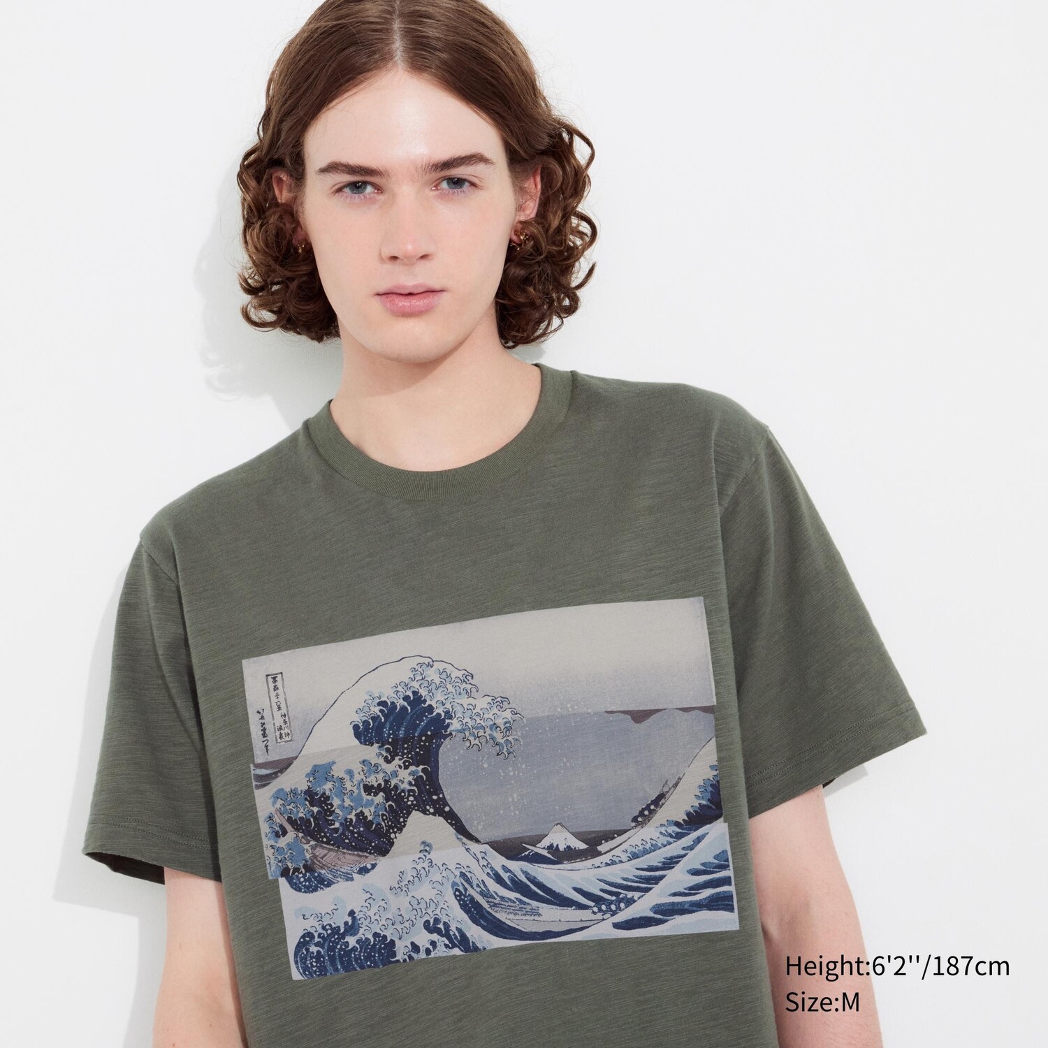 

Футболка Uniqlo Hokusai Remixed Ut с принтом,оливковый
