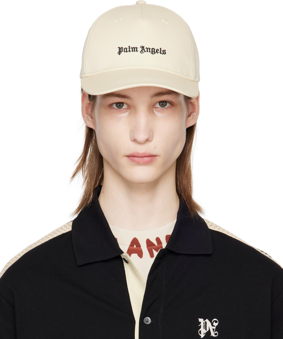 

Бело-белая кепка с логотипом Palm Angels, цвет Off white/Black