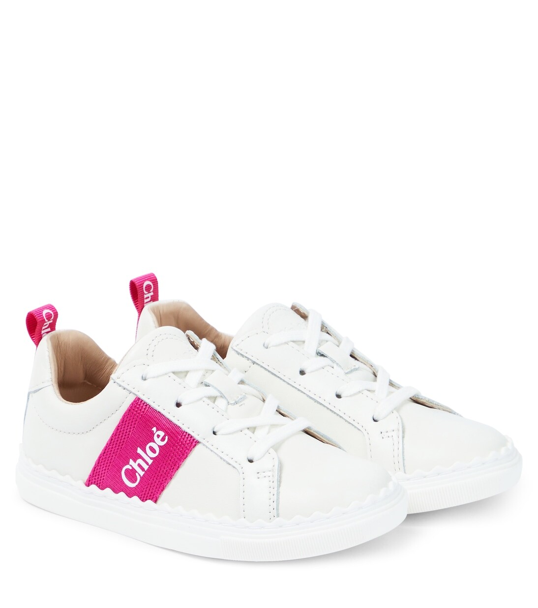 

Кожаные кроссовки с логотипом Chloé, белый