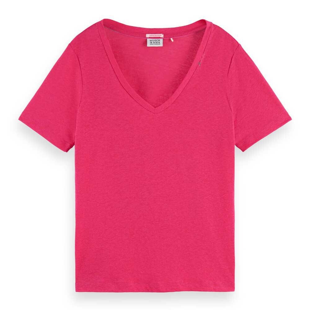 

Футболка Scotch & Soda Embroidered Short Sleeve V Neck, розовый