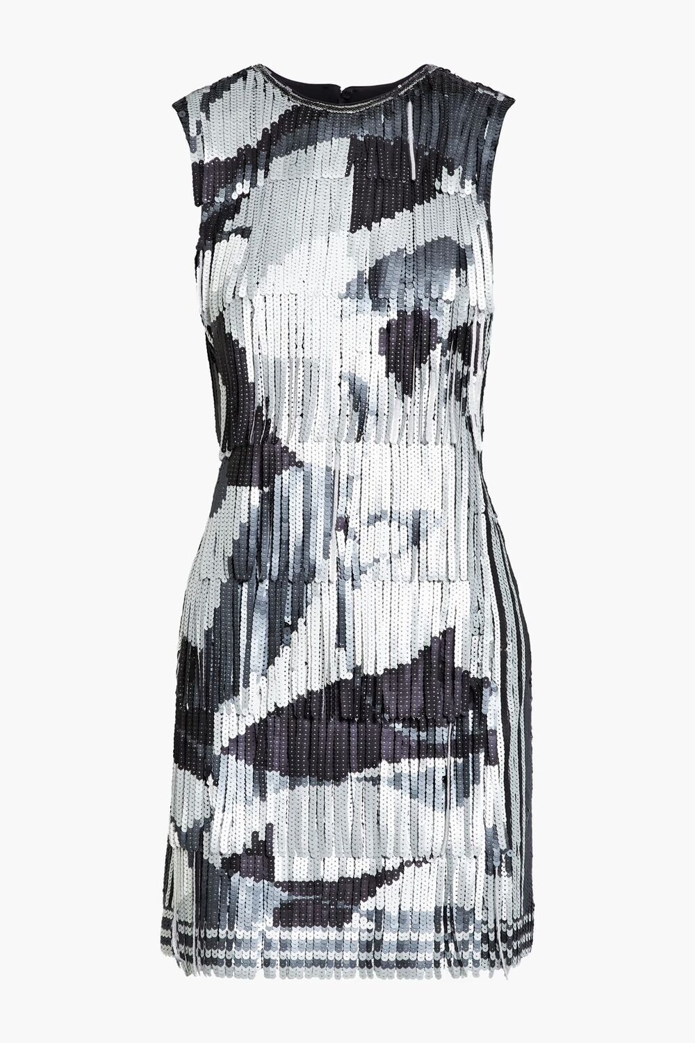 

Платье мини из тюля с бахромой и пайетками Emilio Pucci, серебро