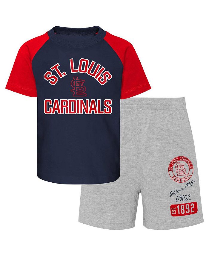 Комплект из футболки и шорт реглан темно-синего цвета для новорожденных St. Louis Cardinals из двух предметов Groundout Baller Outerstuff, синий