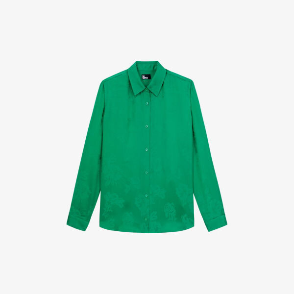 

Атласная рубашка с длинными рукавами и цветочным мотивом The Kooples, зеленый