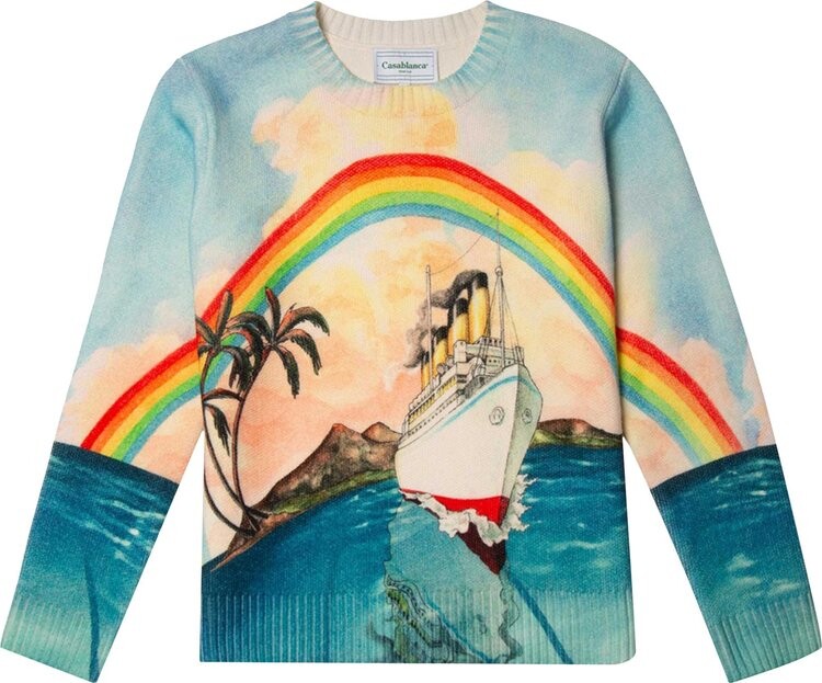 

Джемпер Casablanca Printed Merino Knit Jumper 'Traverse Du Pacifique', синий