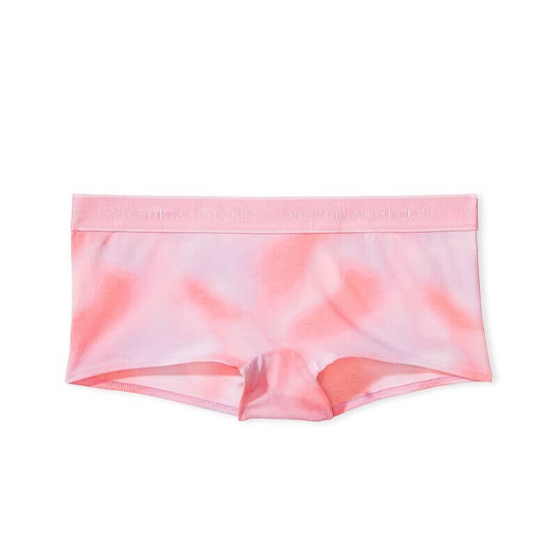 

Трусики-шортики Victoria's Secret Logo Cotton Boyshort, розовый/мультиколор
