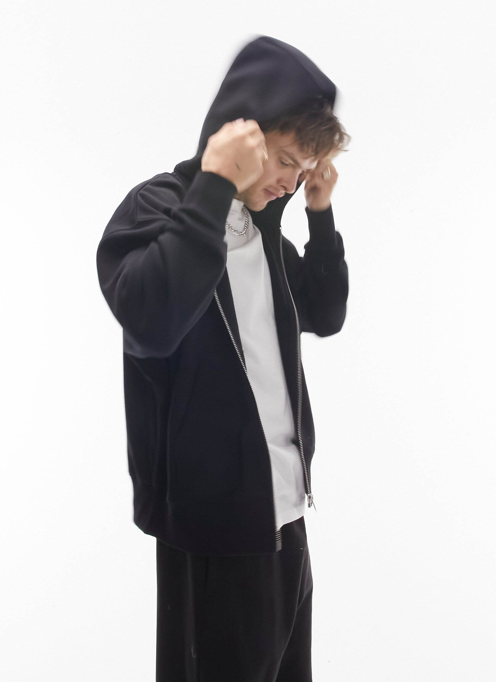толстовка с капюшоном с изображением черного клевера женский пуловер оверсайз для косплея эстетичная одежда в стиле харадзюку свободная Толстовка на молнии Topman Premium Heavyweight Oversized, черный