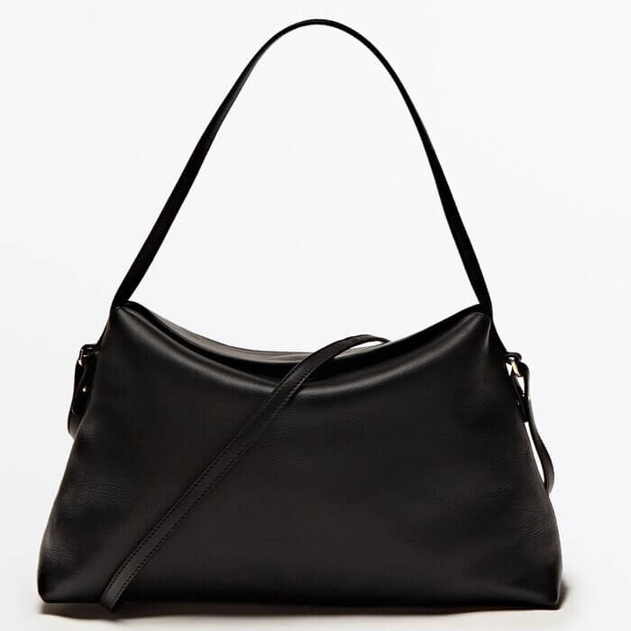 

Сумка с двойным ремнем Massimo Dutti Nappa Leather, черный
