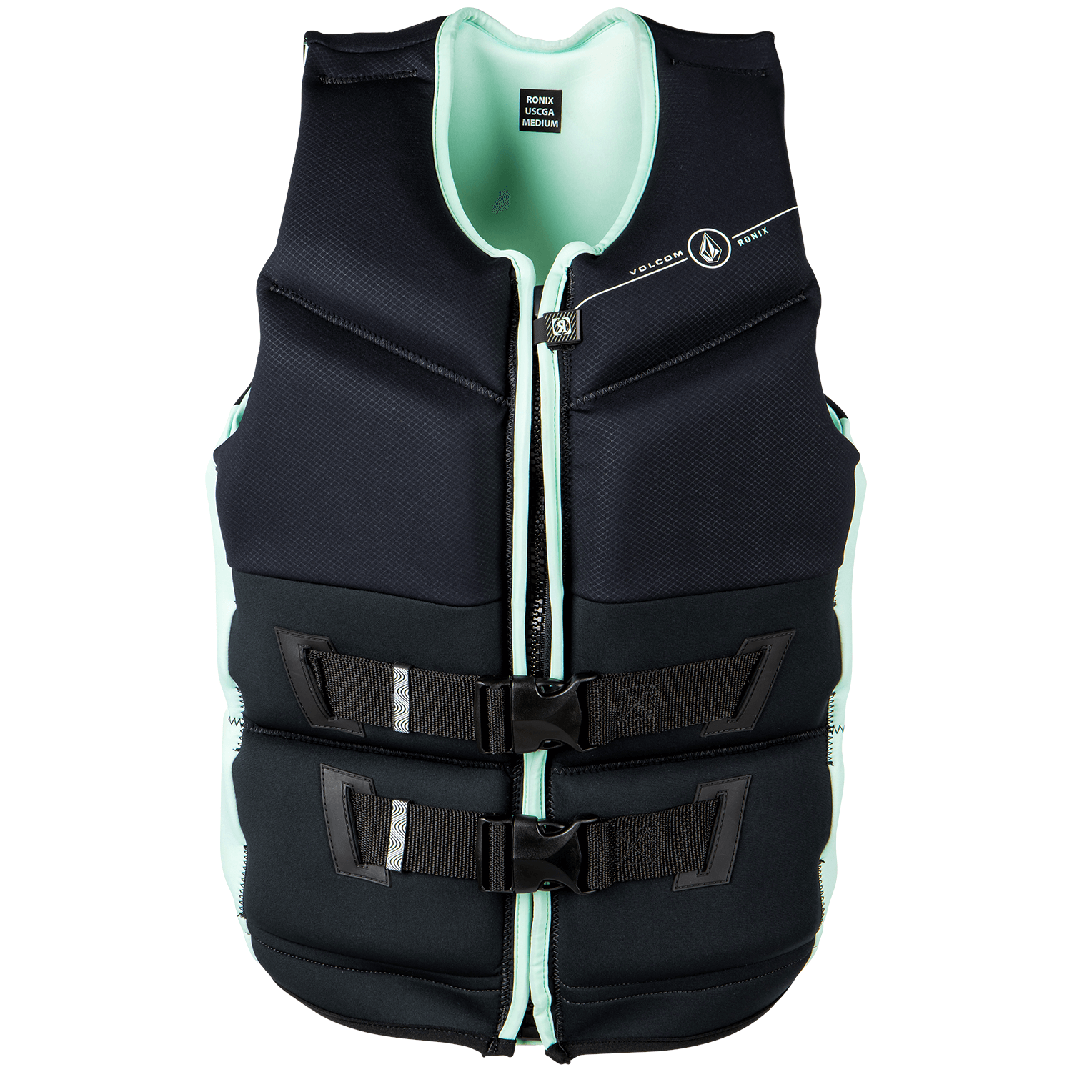 Жилет для вейкбординга Ronix Volcom Capella 3.0 CGA Women's 2023, черный/мятно-зеленый - фото