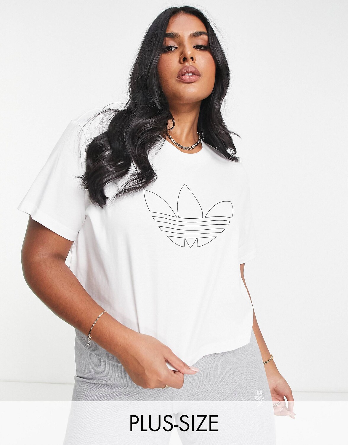 

Белая укороченная футболка с логотипом Adidas Originals Plus, Белый