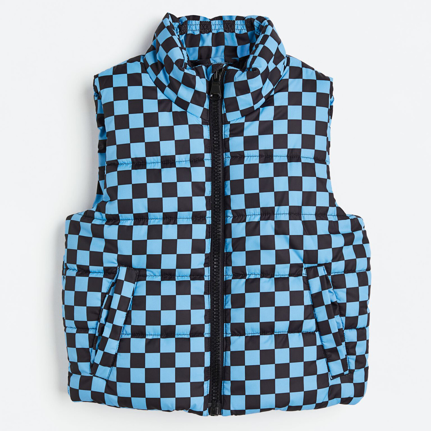

Стеганый жилет H&M Checked, черный/голубой