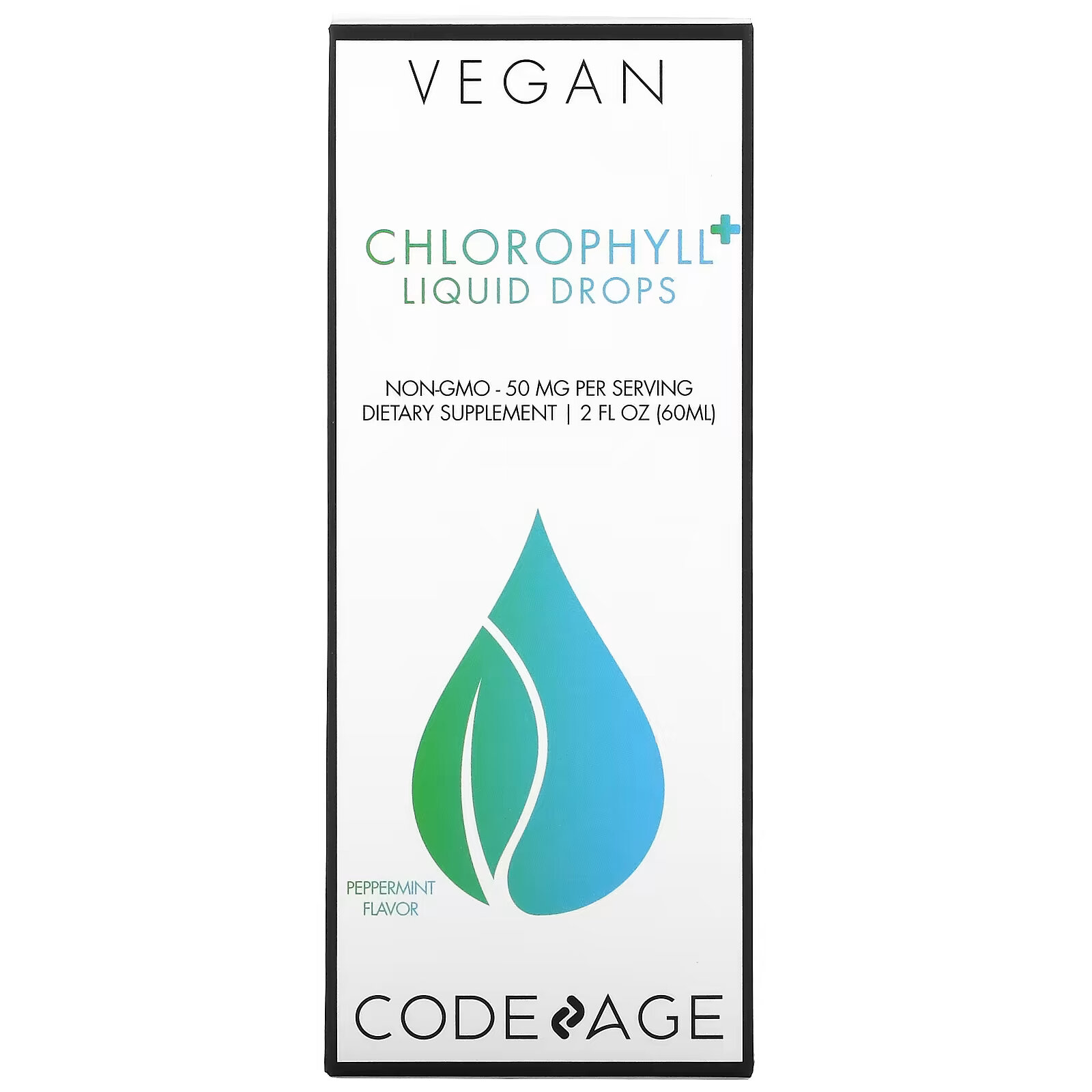 Codeage, Vegan Chlorophyll + Liquid Drops, без ГМО, перечная мята, 50 мг, 60 мл (2 жидк. Унции) maryruth organics vegan chlorophyll liquid drops перечная мята 16 6 мг 60 мл 2 жидк унции
