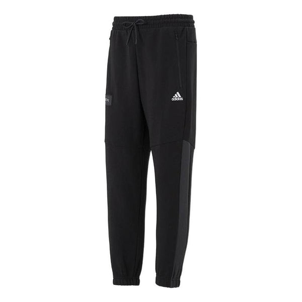 Спортивные штаны Adidas Casual Logo Solid Color Lacing Sports Black, Черный