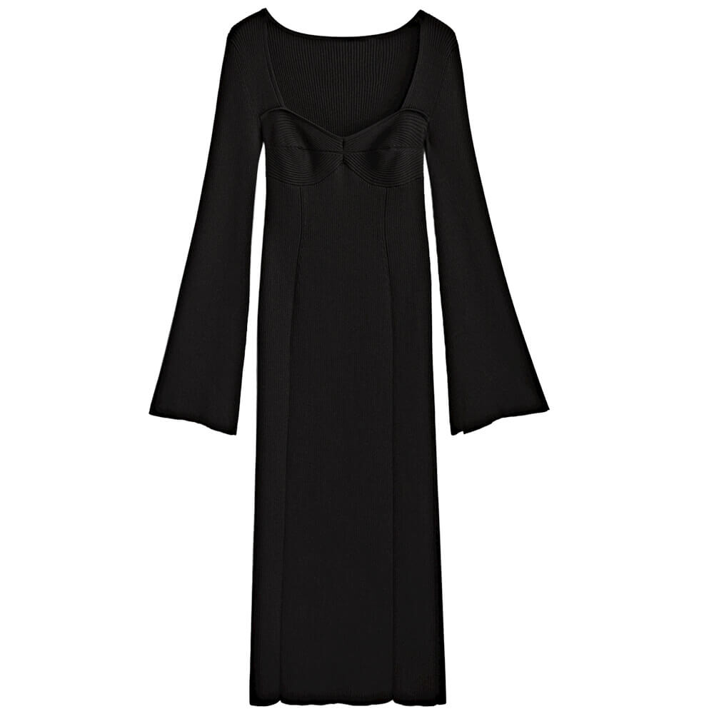 

Платье Massimo Dutti Ribbed, черный