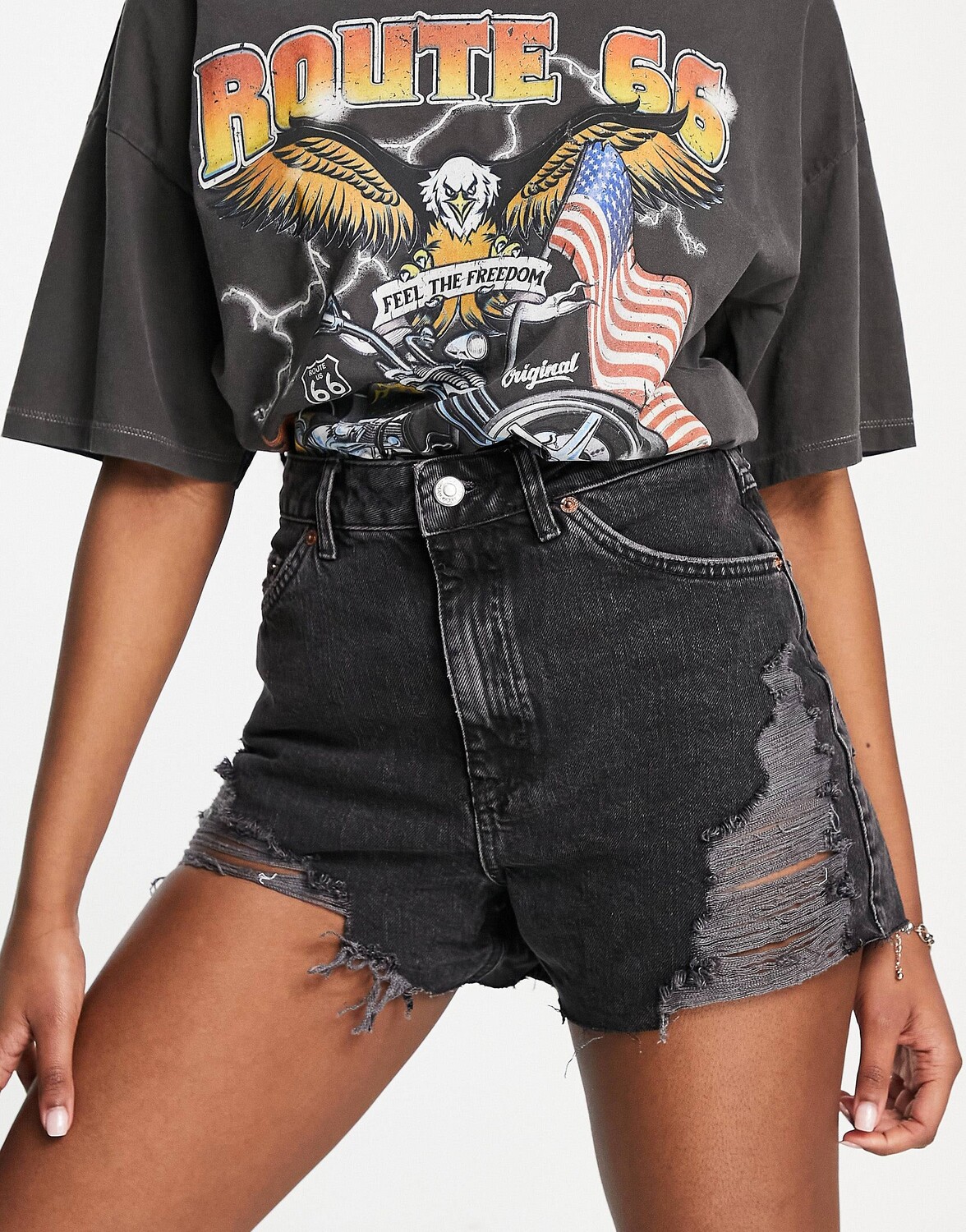 

Черные шорты Topshop rip mom