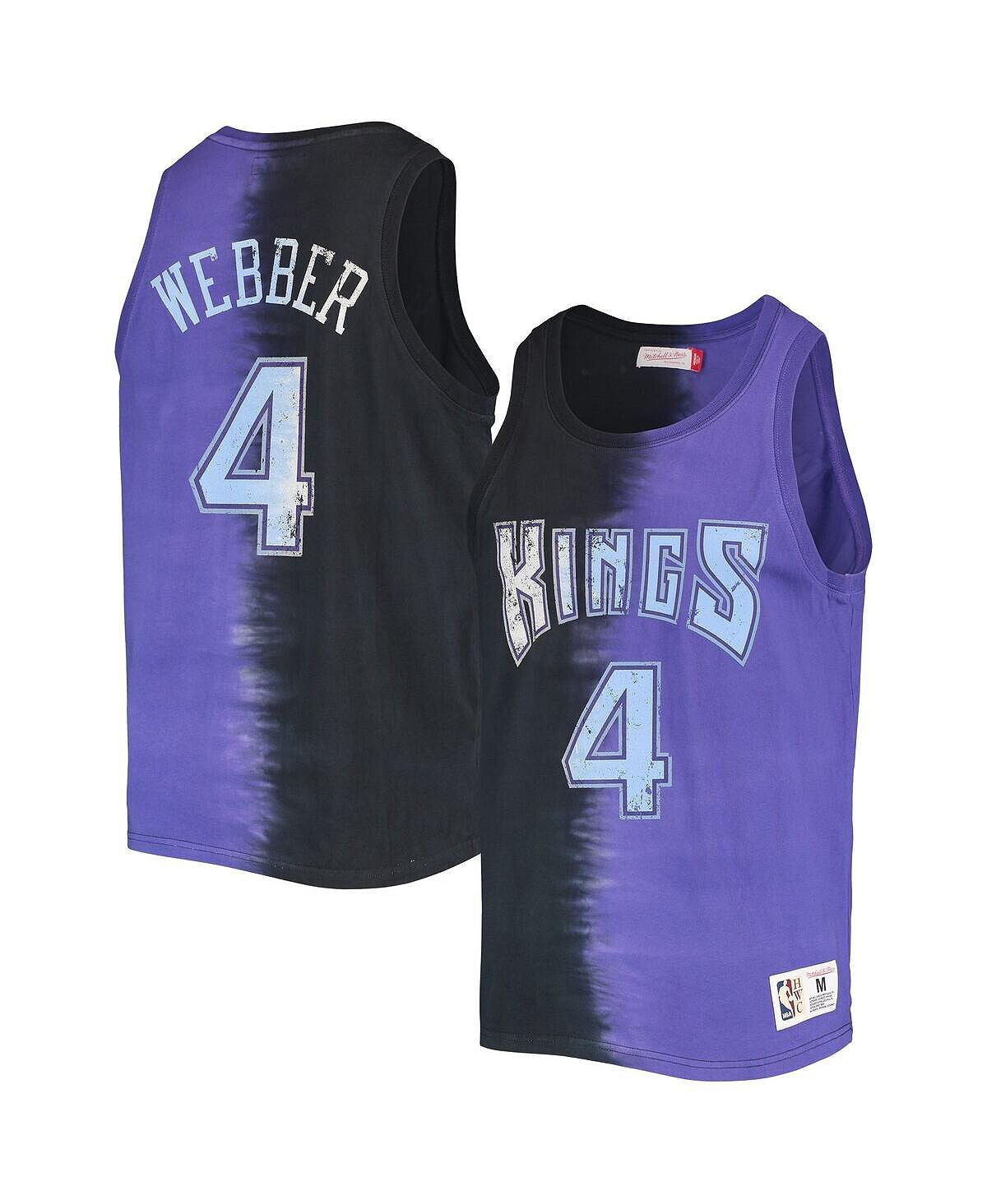 

Мужская майка chris webber black and purple sacramento kings hardwood classics tie-dye name and number Mitchell & Ness, мульти