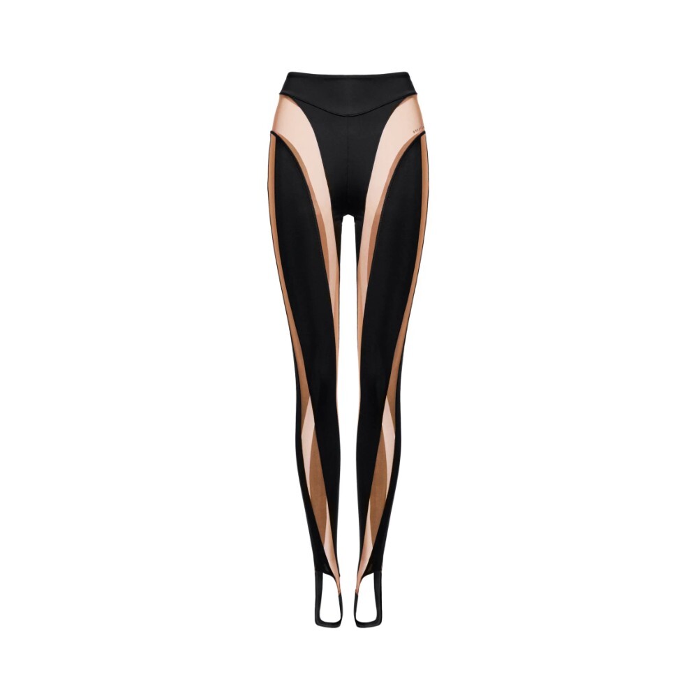 

Леггинсы с сетчатыми вставками Mugler H&M With A Strap Under The Foot, бежевый/черный