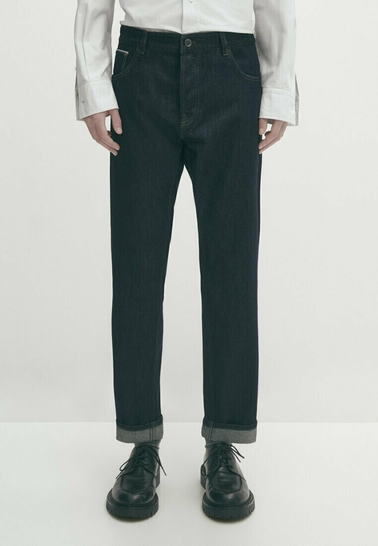 

Джинсы Tapered Fit Rinse Wash Selvedge Massimo Dutti, цвет blue black denim