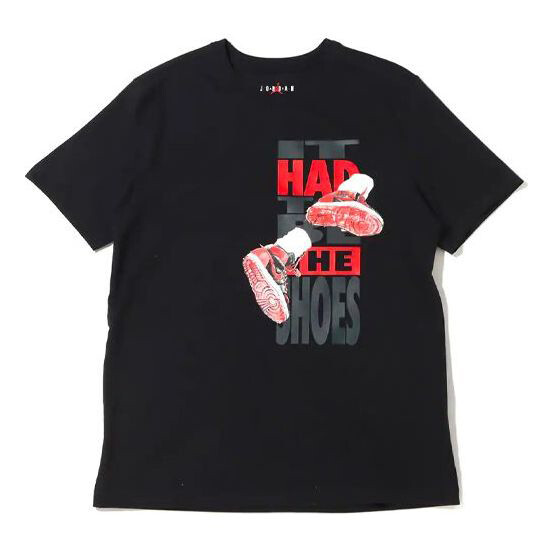 

Футболка Air Jordan The Shoes Printing Sports Round Neck Short Sleeve Black, Черный