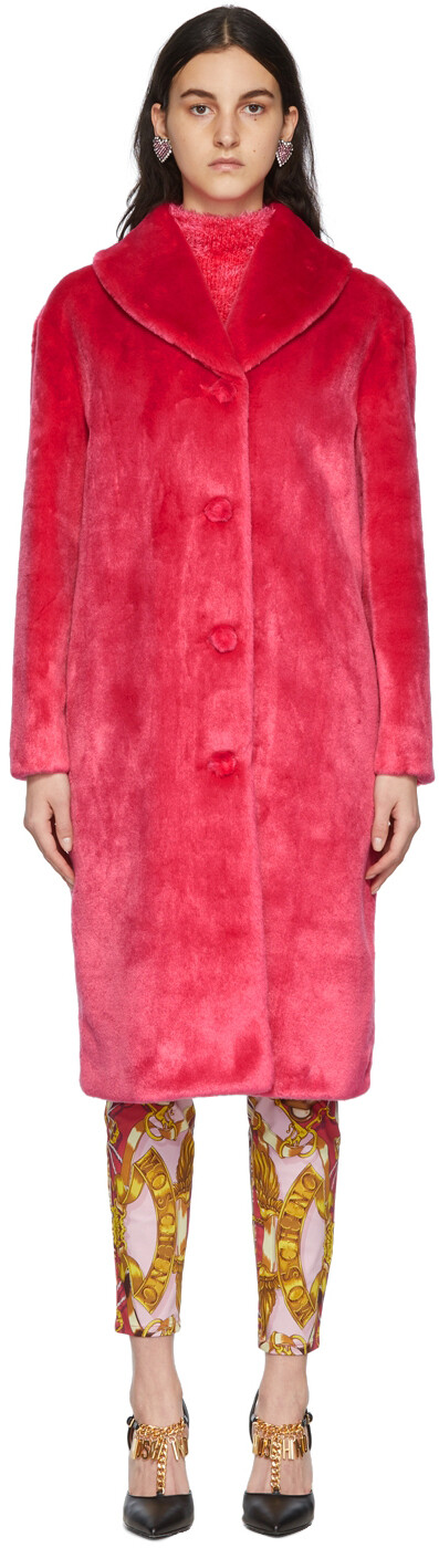 

Розовое пальто \Fur For Fun\"" Moschino, Розовый