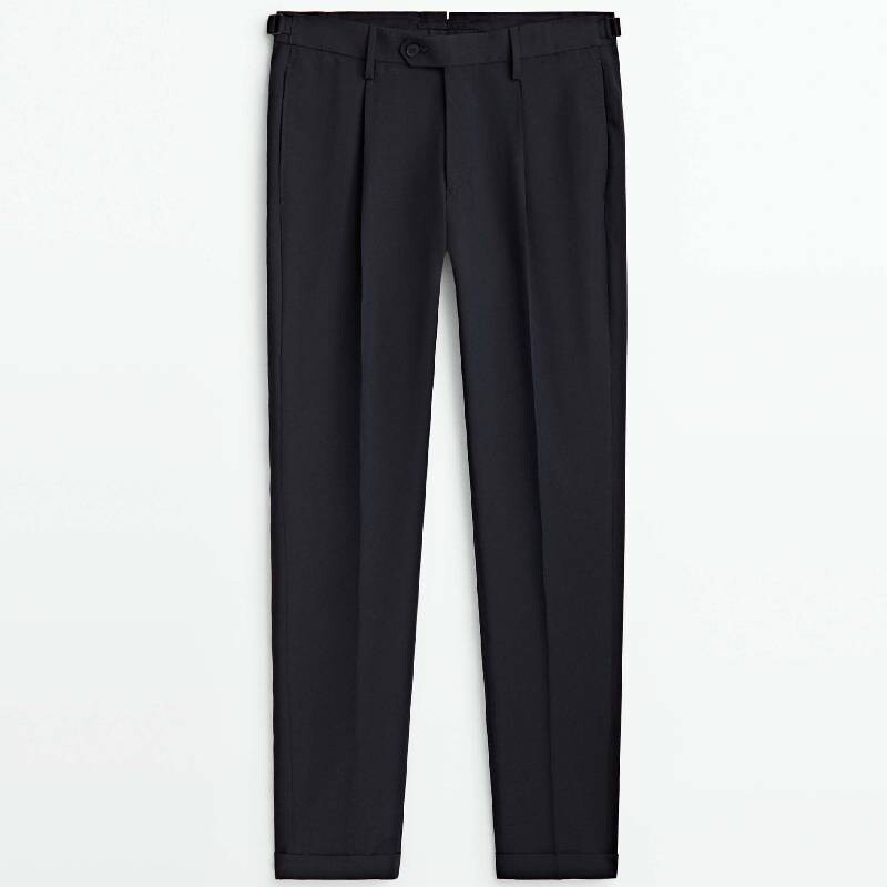 

Брюки Massimo Dutti Wool And Cotton, темно-синий