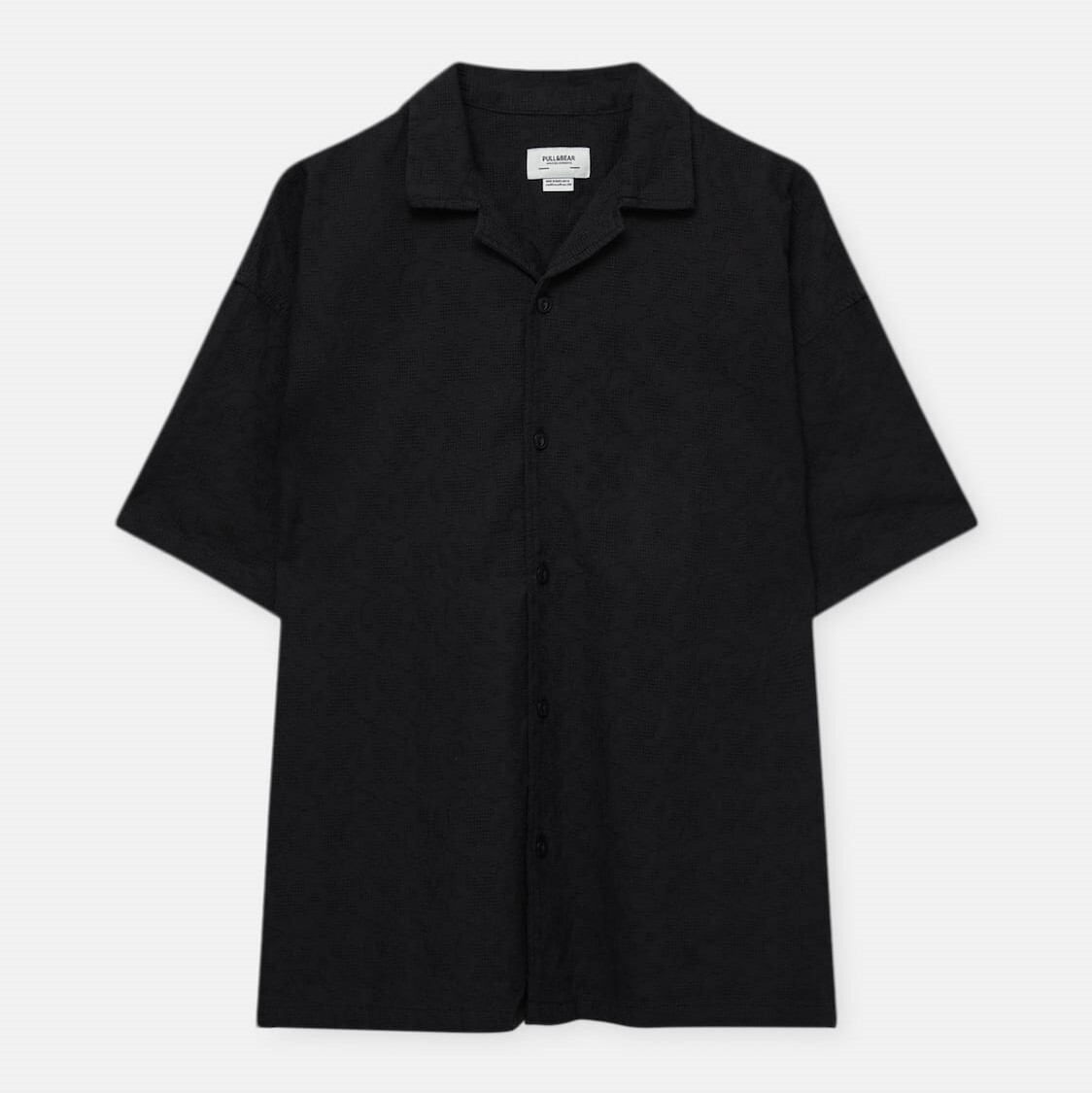 

Рубашка Pull&Bear Short Sleeve Brocade, черный