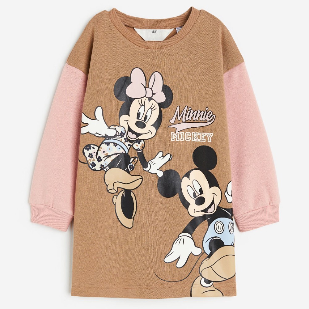 

Платье H&M Kids Printed Sweatshirt Minnie Mouse, темно-бежевый