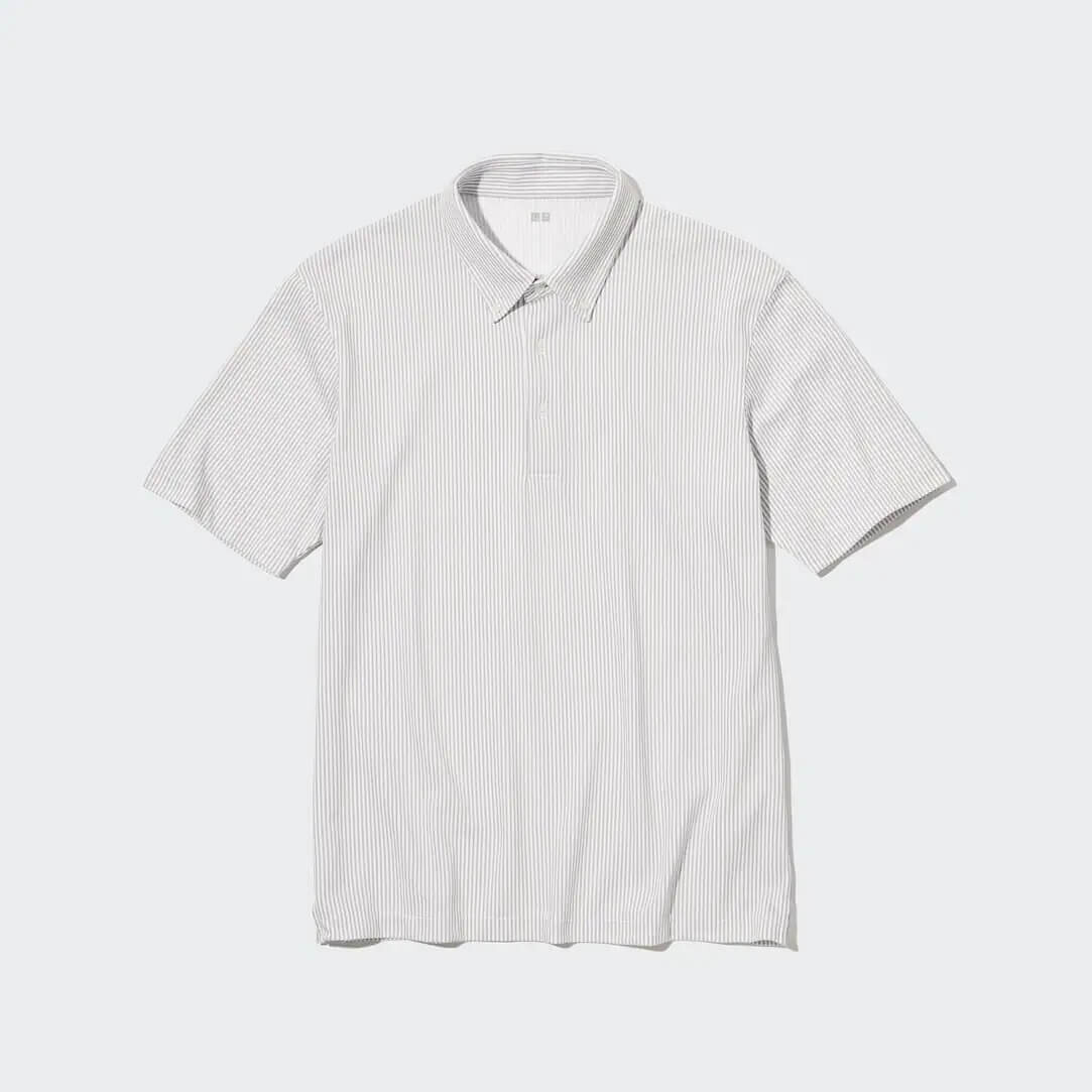 

Футболка Uniqlo AIRism Striped Polo, серый
