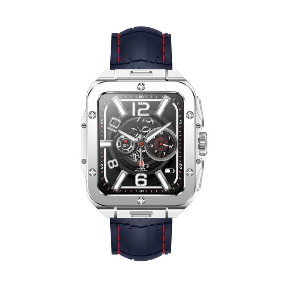 цена Умные часы Swiss Military Alps 2, (SM-Alps2-SLFrame-BLSiliconSt), 1.85, Bluetooth, серебристый