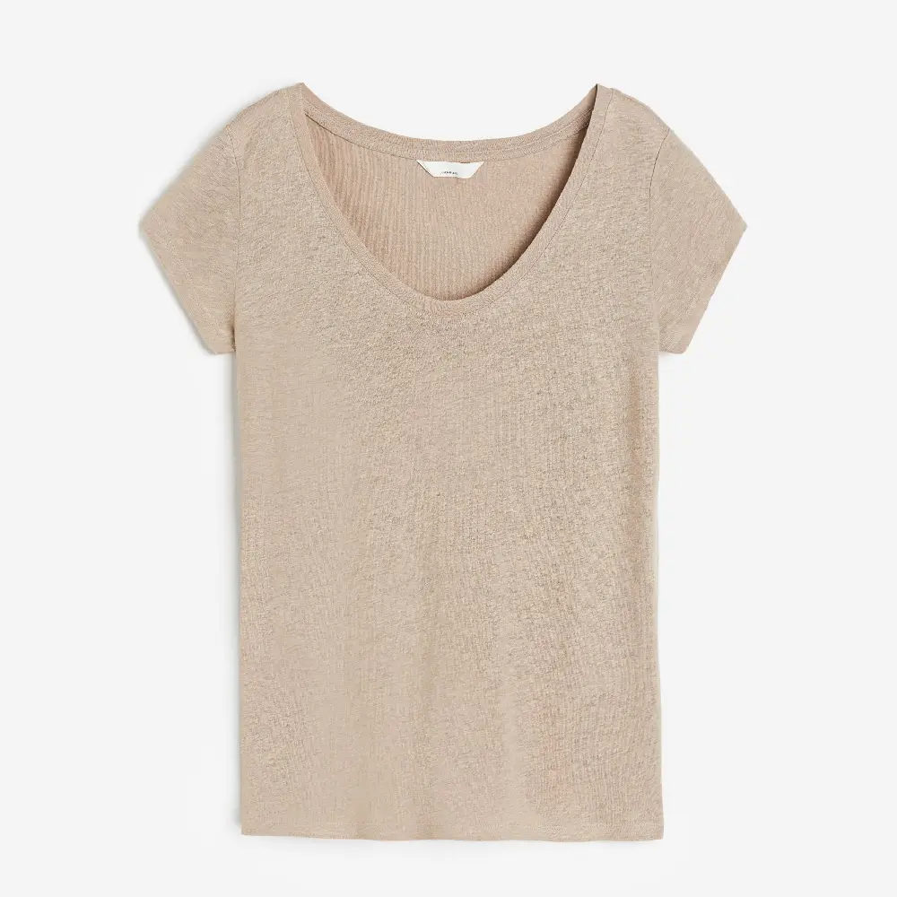 

Футболка H&M Linen-blend, светло-коричневый