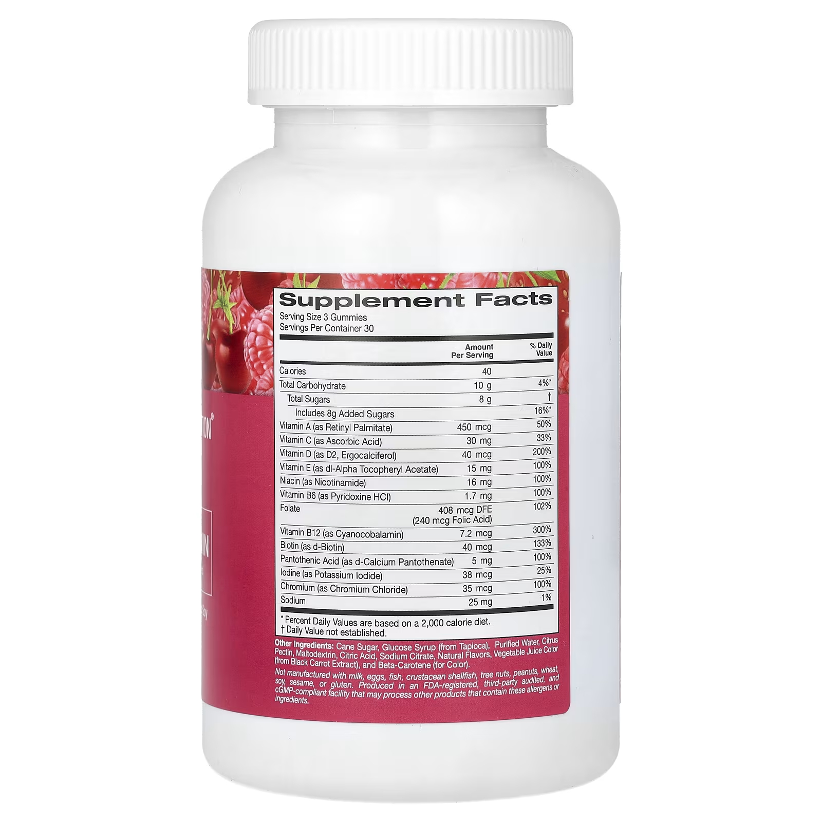 Мультивитамины для женщин California Gold Nutrition вишня, клубника и малина, 90 жевательных таблеток