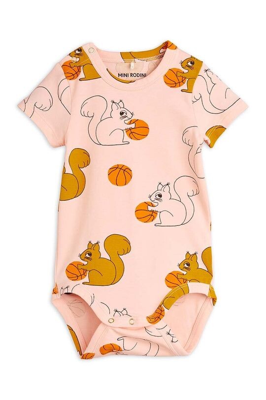 

Mini Rodini Детское боди Squirrels, розовый