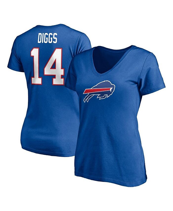 

Женская футболка с v-образным вырезом и именем и номером игрока Stefon Diggs Royal Buffalo Bills Fanatics, синий