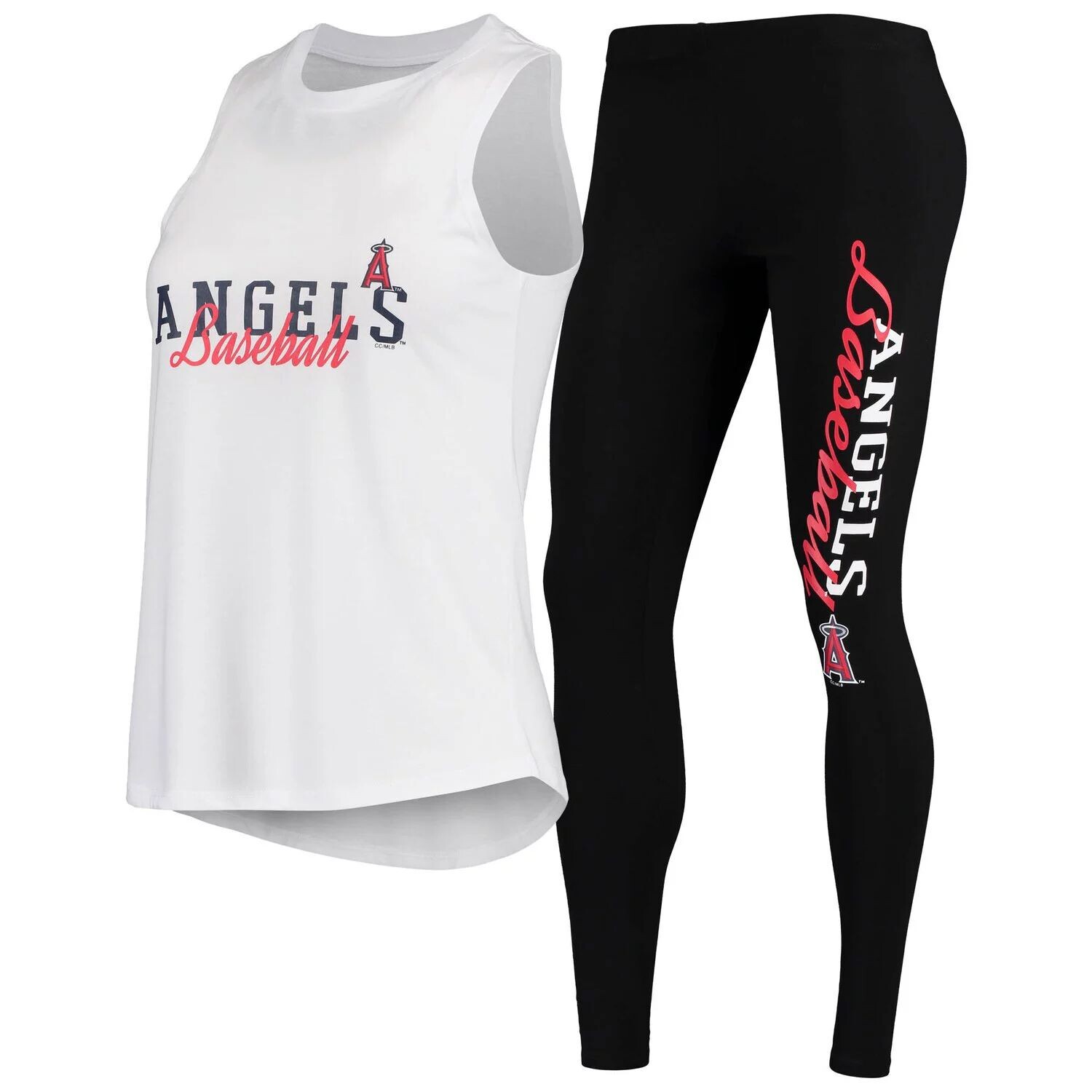 

Женский комплект из топа и леггинсов Concepts Sport белого/черного цвета Los Angeles Angels Sonata