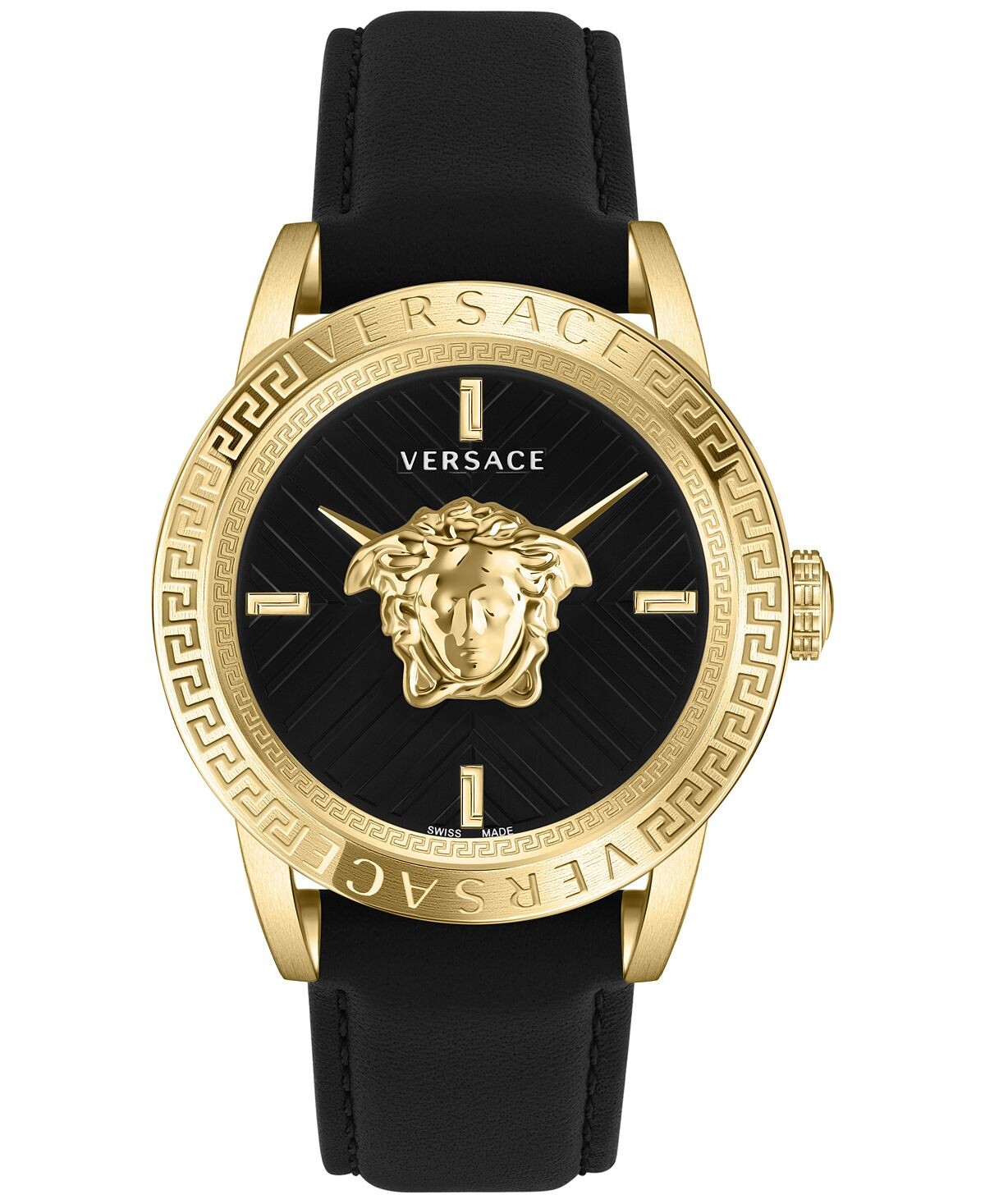 

Мужские швейцарские часы V-Code с черным кожаным ремешком, 43 мм Versace
