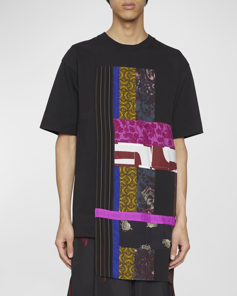 

Мужская асимметричная футболка Heltz в стиле пэчворк Dries Van Noten