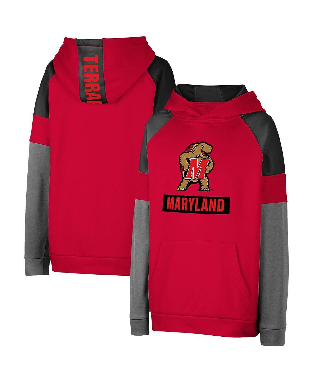 

Толстовка с капюшоном Big Boys Red Maryland Terrapins в стиле реглан с цветными блоками Colosseum
