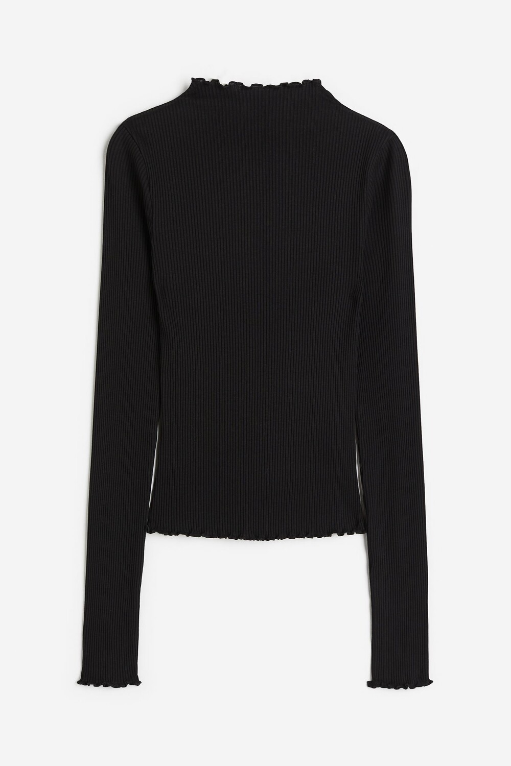 

Лонгслив H&M Ribbed With Overlocked Edges, черный
