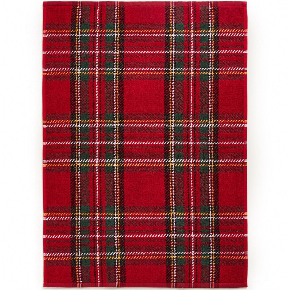 

Полотенце Zara Home Christmas Tartan Cotton Tea, темно-красный/зеленый