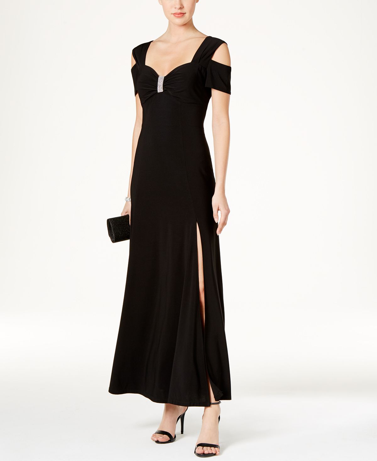 Платье с открытыми плечами R & M Richards, черный платье с открытыми плечами anna rita n ru 46 eu 40 m