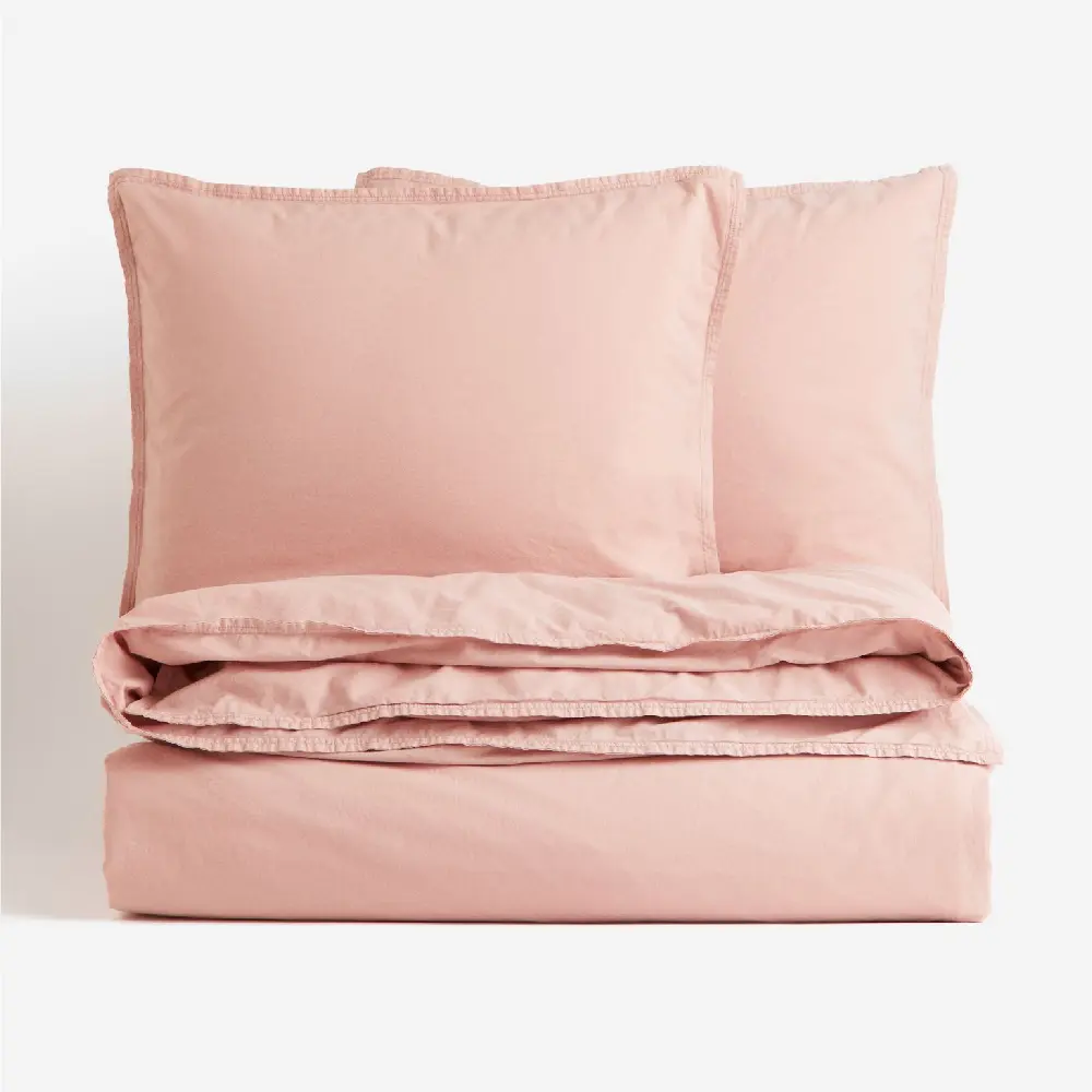 

Комплект двуспального постельного белья H&M Home Washed Cotton, розовый